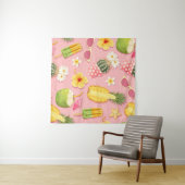 Flowers and exotic fruits vintage seamless pattern wandteppich (Beispiel (Horizontal))