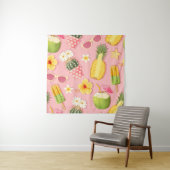 Flowers and exotic fruits vintage seamless pattern wandteppich (Beispiel)