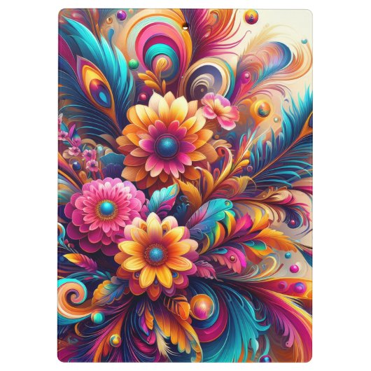 Flowers and Feathers Klemmbrett (Rückseite)