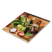 Flowers and fruit of Mangosteen; Singapore Monkey Fliese (Seite)