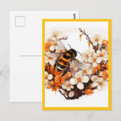 FLOWERS AND THE BEE POSTKARTE (Vorne/Hinten)