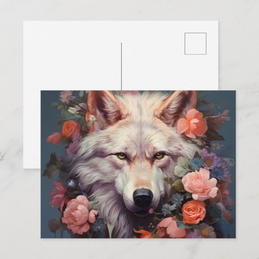 Flowers and the Wolf Postkarte (Vorne/Hinten)