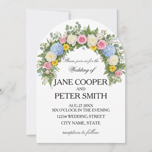 Flowers arrangement Budget Wedding Invitation Einladung (Vorderseite)