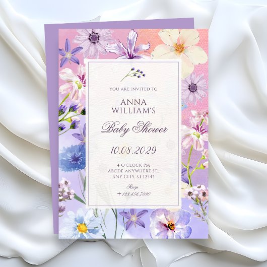 Flowers baby shower einladung