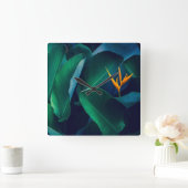 Flowers | Bird of Paradise Quadratische Wanduhr (Zuhause)