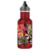 Flowers Boho Floral Bold Pattern - Gold Pink Rose Edelstahlflasche (Rechts)