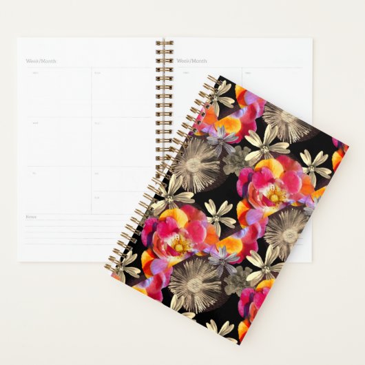 Flowers Boho Floral Bold Pattern - Gold Pink Rose Planer (Anzeige)