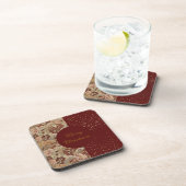 Flowers,Burgundi Red Gold Glitter, Merry Christmas Getränkeuntersetzer (Rechte Seite)