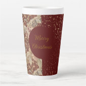 Flowers,Burgundi Red Gold Glitter,Merry Christmas Milchtasse (Vorderseite)
