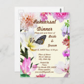 Flowers & Butterfly Rehearsal Dinner Postcard Postkarte (Vorne/Hinten)