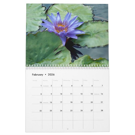 Flowers Calendar 2026 Kalender (Feb 2026)