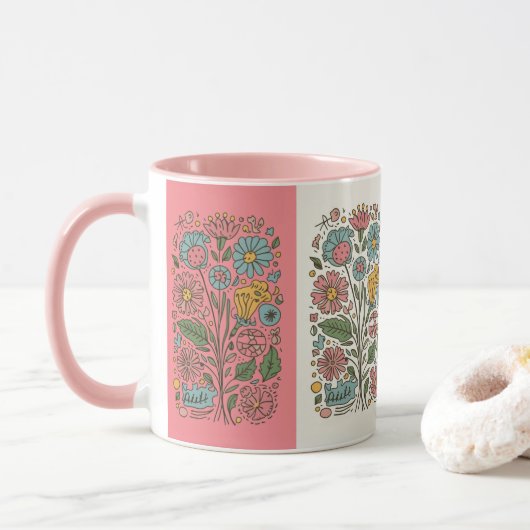 Flowers Coffee Mug Tasse (Mit Donut)