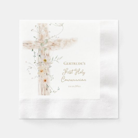  flowers cross First Holy Communion Serviette (Vorderseite)