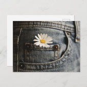 Flowers | Daisy in Jeans Pocket Postkarte (Vorne/Hinten)