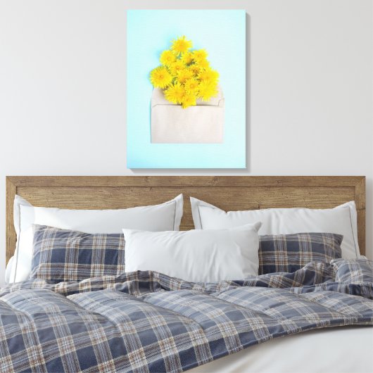 Flowers | Dandelions in Envelope Leinwanddruck (Insitu (Schlafzimmer))