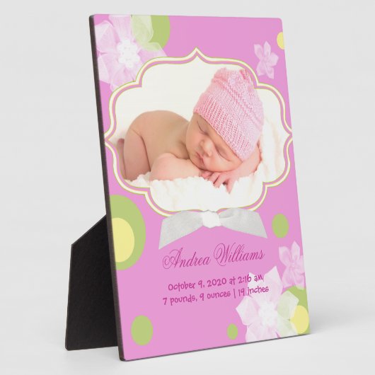 Flowers & Dots New Baby Girl Birth Foto Numbers Fotoplatte (Seite)