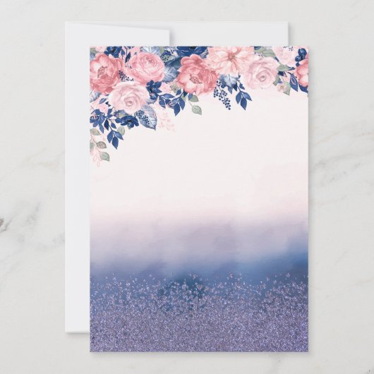 Flowers,Eiffel Tower Bow Butterfly Quinceanera Einladung (Rückseite)