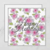 Flowers Elegance Happy Holidays Card Feiertagskarte (Vorne/Hinten)