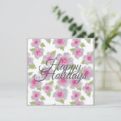 Flowers Elegance Happy Holidays Card Feiertagskarte (Stehend Vorderseite)