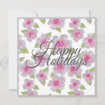 Flowers Elegance Happy Holidays Card