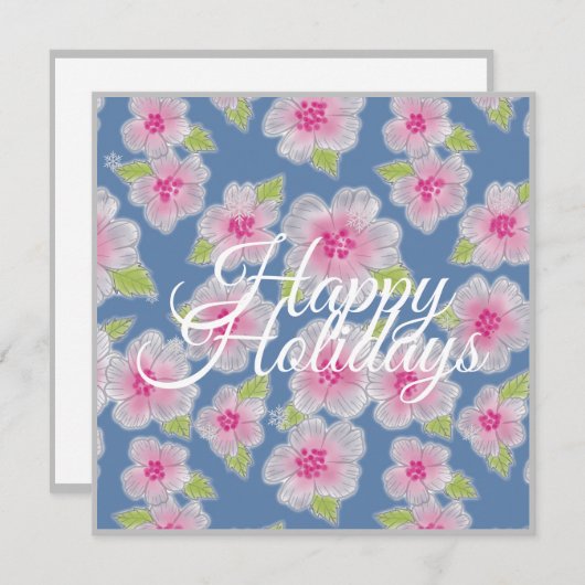 Flowers Elegance Happy Holidays Card Feiertagskarte (Vorne/Hinten)