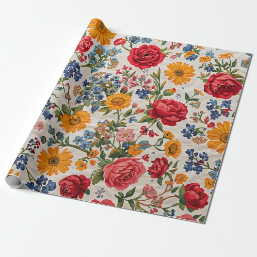 Flowers Everywhere, colorful design, Geschenkpapier (Ungerollt)