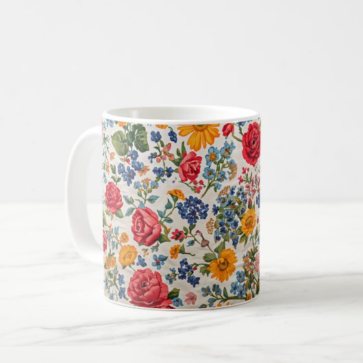 Flowers Everywhere, colorful design, Kaffeetasse (Vorderseite Links)