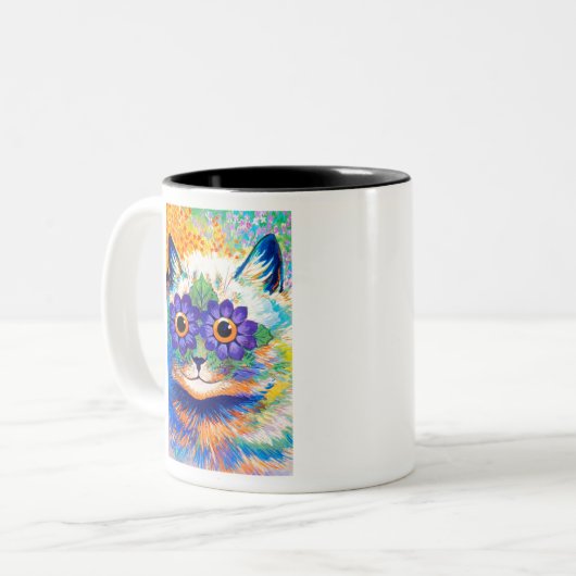 Flowers eyes cat by Louis Wain Zweifarbige Tasse (Vorderseite Links)