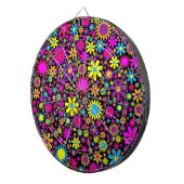 Flowers Floral Background Pattern Dartscheibe (Vorderseite rechts)