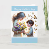 Flowers for Mother's Day Personalized Watercolor Karte (Vorderseite)