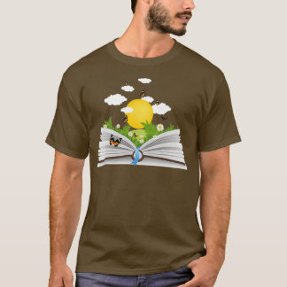 flowers growing from book sticker addicted to read T-Shirt