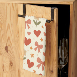 Flowers Hearts & Cute Bows - Kitchen Towel Geschirrtuch