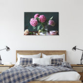 Flowers | Hydrangeas in Vase Leinwanddruck (Insitu (Schlafzimmer))