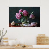 Flowers Hydrangeas in Vase Poster (Küche)