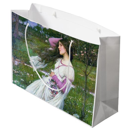 Flowers im Wind, John William Waterhouse Große Geschenktüte (Rückseite Schrägansicht)