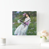 Flowers im Wind, John William Waterhouse Quadratische Wanduhr (Zuhause)