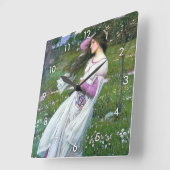Flowers im Wind, John William Waterhouse Quadratische Wanduhr (Winkel)