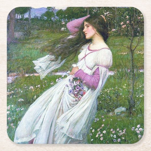 Flowers im Wind, John William Waterhouse Rechteckiger Pappuntersetzer (Vorderseite)