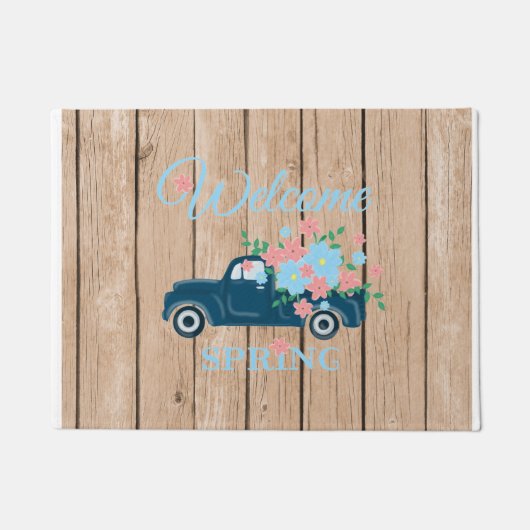 Flowers In A Pickup Truck Welcome Spring Doormat Fußmatte (Vorderseite)