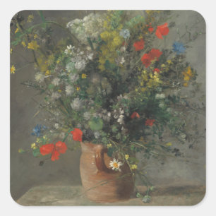 Flowers in a Vase, c.1866 Quadratischer Aufkleber