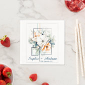 Flowers in Blue Cube-Frame: Wedding Napkins Serviette (Beispiel)