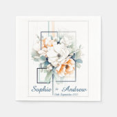 Flowers in Blue Cube-Frame: Wedding Napkins Serviette (Vorderseite)