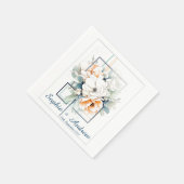 Flowers in Blue Cube-Frame: Wedding Napkins Serviette (Ecke)