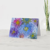 Flowers in Blue Lavender Pink Blank Greeting Card Karte (Vorderseite)