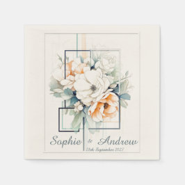 Flowers in Cube-Frame:Personalized Wedding Napkins Serviette