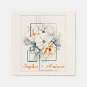 Flowers in orange Cube-Frame: Wedding Napkins Serviette (Vorderseite)