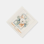 Flowers in orange Cube-Frame: Wedding Napkins Serviette (Ecke)