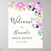 Flowers in pink tones boho Bridal Shower Poster (Vorne)