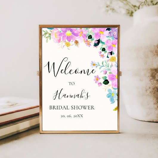 Flowers in pink tones boho Bridal Shower Poster