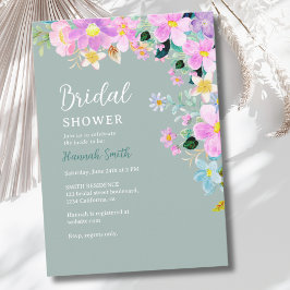 Flowers in pink tones boho summer Bridal Shower Einladung